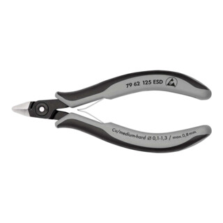 KNIPEX Tronchese laterale di precisione per elettronica 79 62 125 ESD, brunita 125mm