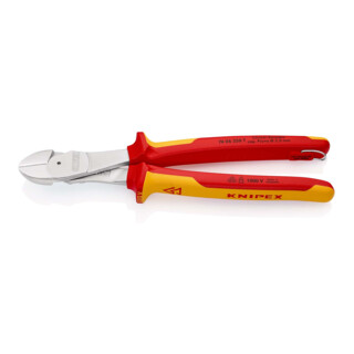 KNIPEX Tronchese laterale tipo forte 74 06 250 T con occhiello di fissaggio, cromata VDE, 250mm