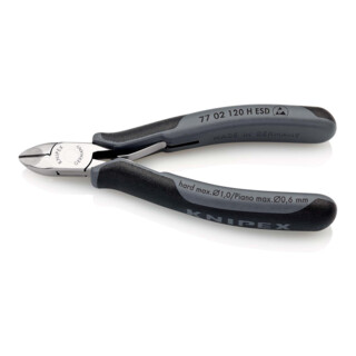 KNIPEX Tronchese per elettronica 77 02 120 H ESD con tagliente laterale in metallo duro, ESD 120mm
