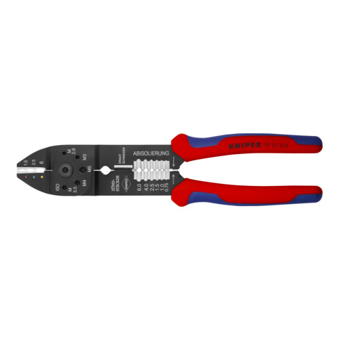 KNIPEX 97 21 215 Crimpzange mit Mehrkomponenten-Hüllen schwarz lackiert 230 mm