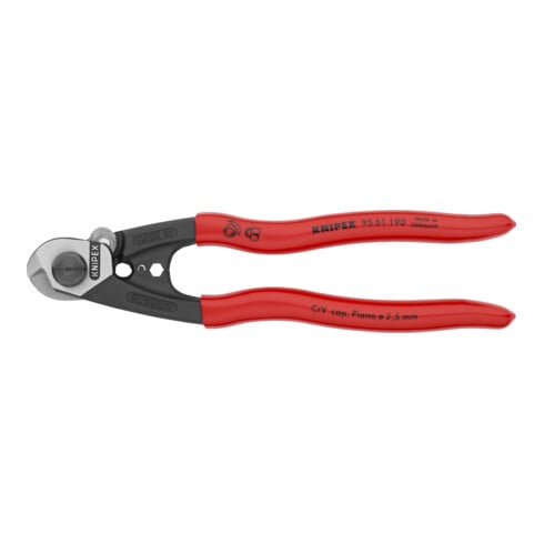 KNIPEX 95 61 190 Drahtseilschere geschmiedet mit Kunststoff überzogen 190 mm