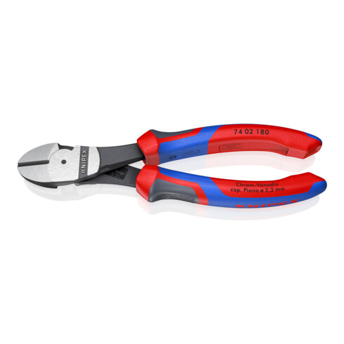 KNIPEX 74 02 180 Kraft-Seitenschneider mit Comfort-Griffen schwarz atramentiert 180 mm
