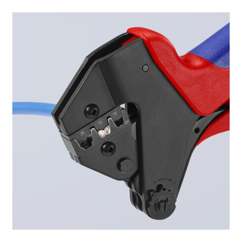 KNIPEX-Werk Pinza di serraggio 97 43 200 per inserti di crimpatura intercambiabili, esecuzione brunita, 200mm