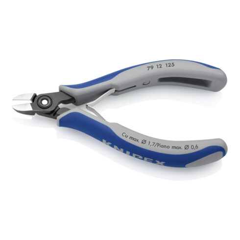 KNIPEX 79 12 125 Präzisions-Elektronik-Seitenschneider mit Mehrkomponenten-Hüllen brüniert 125 mm