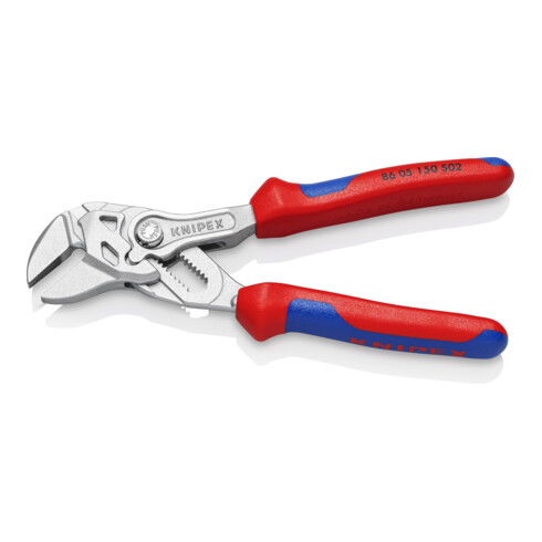 KNIPEX 86 05 150 S02 Zangenschlüssel mit aufgerauten Backen mit Mehrkomponenten-Hüllen verchromt 150 mm