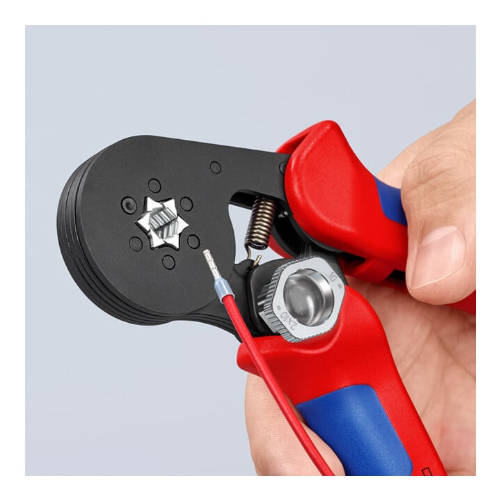 KNIPEX zelfinstellende krimptang gebruineerd met meer-component hulzen 180mm voor adereindhulzen 0,08 - 10mm²
