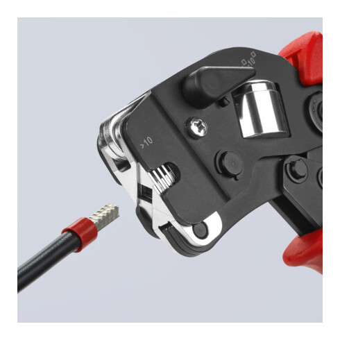 KNIPEX zelfinstellende krimptang gebruineerd met meer-component hulzen 190mm voor adereindhulzen 0.08 - 10/16mm²