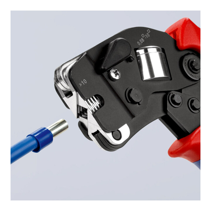 KNIPEX zelfinstellende krimptang gebruineerd met meer-component hulzen 190mm voor adereindhulzen 0.08 - 10/16mm²