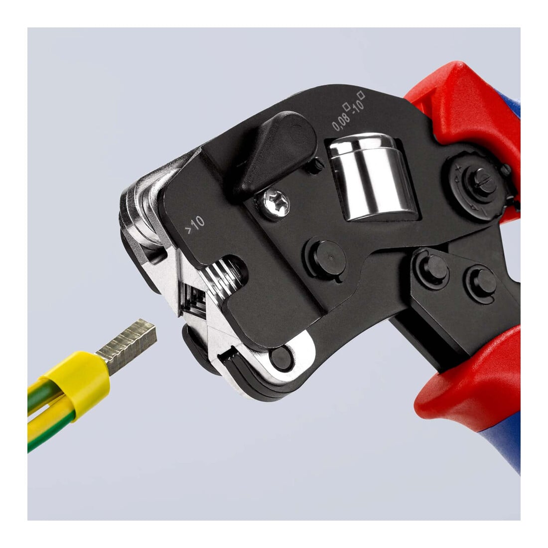 KNIPEX zelfinstellende krimptang gebruineerd met meer-component hulzen 190mm voor adereindhulzen 0.08 - 10/16mm²