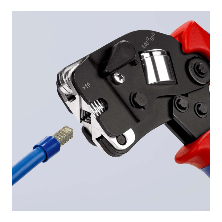 KNIPEX zelfinstellende krimptang gebruineerd met meer-component hulzen 190mm voor adereindhulzen 0.08 - 10/16mm²