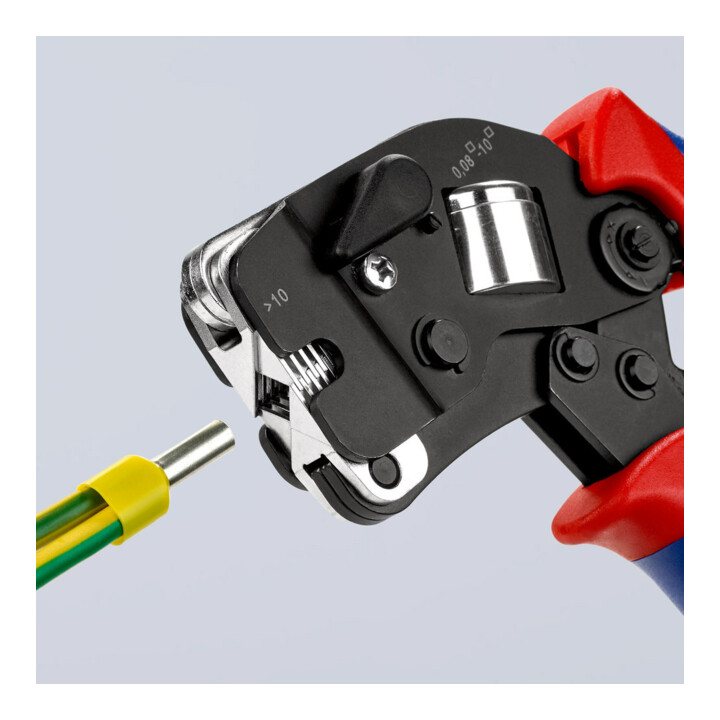 KNIPEX zelfinstellende krimptang gebruineerd met meer-component hulzen 190mm voor adereindhulzen 0.08 - 10/16mm²