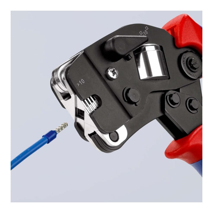 KNIPEX zelfinstellende krimptang gebruineerd met meer-component hulzen 190mm voor adereindhulzen 0.08 - 10/16mm²