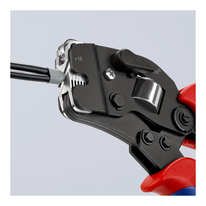 KNIPEX zelfinstellende krimptang gebruineerd met meer-component hulzen 190mm voor adereindhulzen 0.08 - 10/16mm²