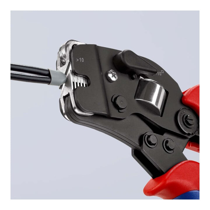 KNIPEX zelfinstellende krimptang gebruineerd met meer-component hulzen 190mm voor adereindhulzen 0.08 - 10/16mm²