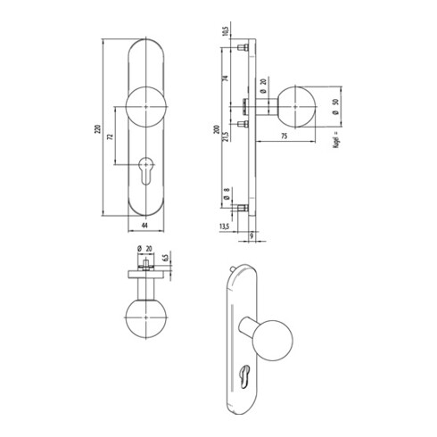 Knopflangschild 3548/7020 72MM PZ AL Alu.F1 PZ OGRO