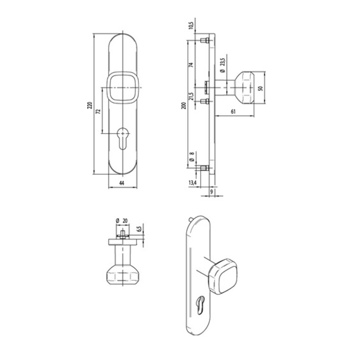 Knopflangschild OGRO 3030/7020 72MM PZ ER VA ER PZ OGRO