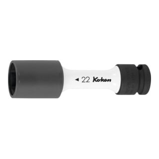 KO-KEN Douille IMPACT 6 pans, 1/2 pouce mince, avec gaine en plastique, Ouverture: 21 mm