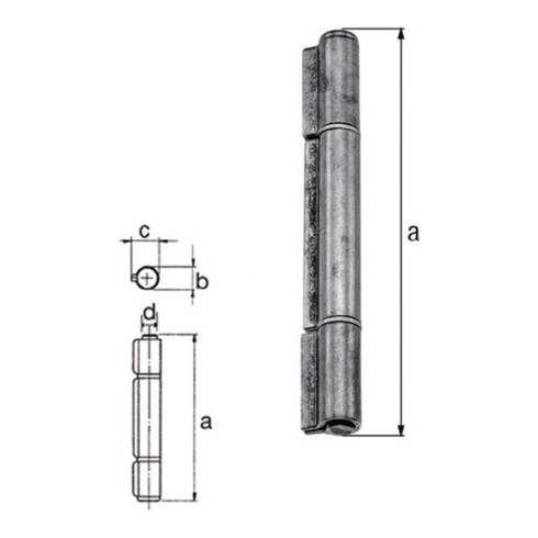 Konstruktionsband 3-tlg. z. Anschweißen STA roh 170/17,5/23,5/12mm