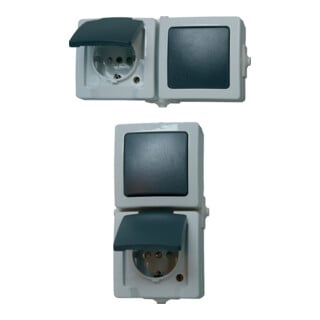 Kopp Combinaison AP/FR, horizontale A/W + prise, Nautic gris