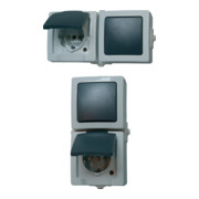 Kopp Combinaison AP/FR, horizontale A/W + prise, Nautic gris