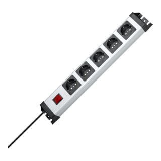 Kopp Steckdosenleiste POWERversal 5-fach mit Schalter silber-schwarz
