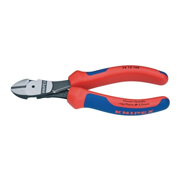 Kraftseitenschneider DIN ISO 5749 L.160mm m.Facette atram. 2K-Hüllen Knipex