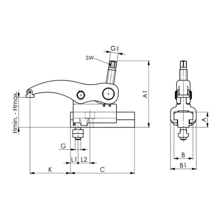 Kraftspanner Nr.7500S 25kN M16x20 verschiebbar AMF