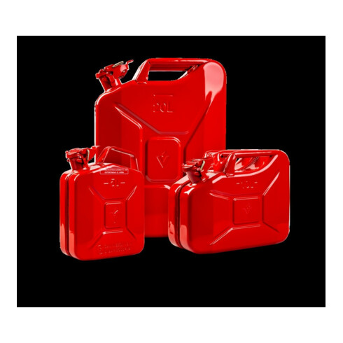 Bidon de carburant 20 l rouge feu RAL 3000 acier bleu