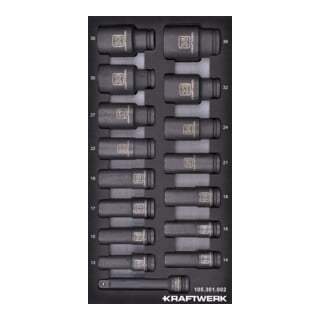 Kraftwerk 1/2'' Douille à chocs longue 16 pièces 20x40 Inlay