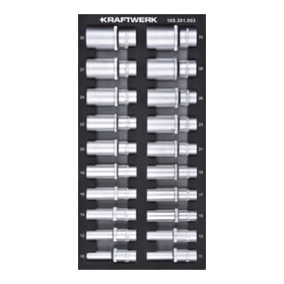 Kraftwerk 1/2'' Steckschlüsseleinsatz sechskant 20-tlg. 20x40 Einlage
