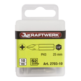 Kraftwerk 1/4" Phillips-Bit 25 mm Nr. 3, 10 Stk.
