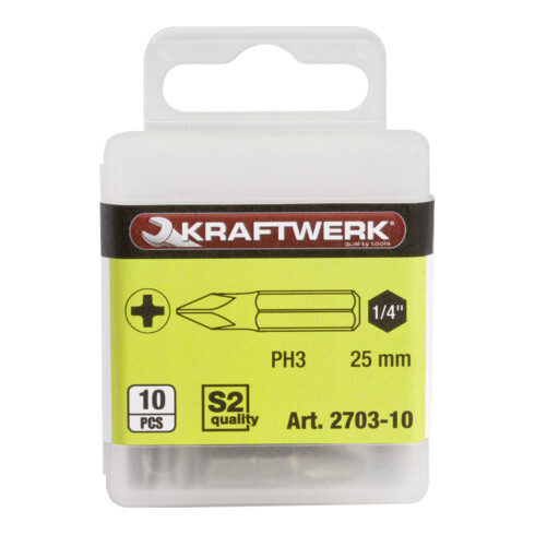 Kraftwerk 1/4" Phillips-Bit 25 mm Nr. 3, 10 Stk.