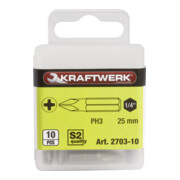 Kraftwerk 1/4" Phillips-Bit 25 mm Nr. 3, 10 Stk.