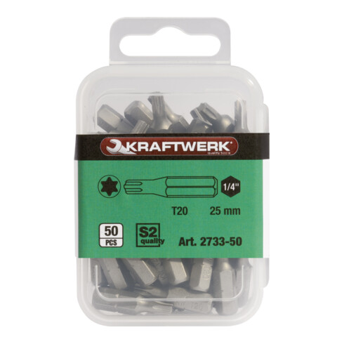 Kraftwerk 1/4" TX bit 25 mm T20, 50 Stück