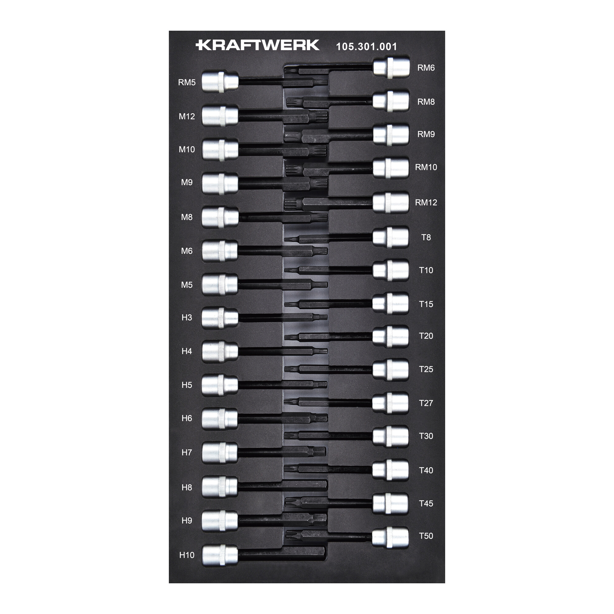 Kraftwerk 3/8 Zoll Steckschlüssel Innensechskant TX Vielzahn Ribe 30tlg 20x40