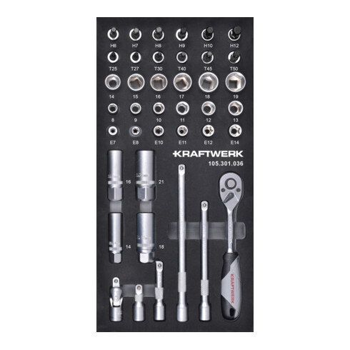 Kraftwerk 3/8" Jeu de clé à cliquet à 40 pièces 20x40 insert