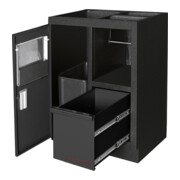 Kraftwerk 4-Element-Schrankwand mit Vierkantlochwand Länge 2955 mm Inox-Arbeitsplatte-4
