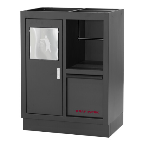 Kraftwerk 8-Element-Schrankwand mit Vierkantlochwand Länge 3819 mm 2824 mm Inox Arbeitsplatte