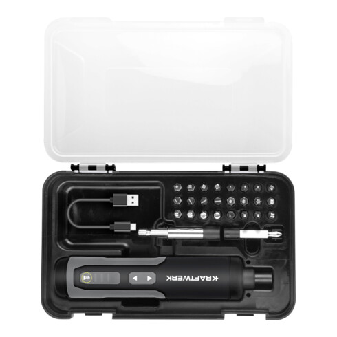 Kraftwerk Akku-Bit-Stabschrauber Satz 3.6V mit USB-C,1/4", 28-tlg.