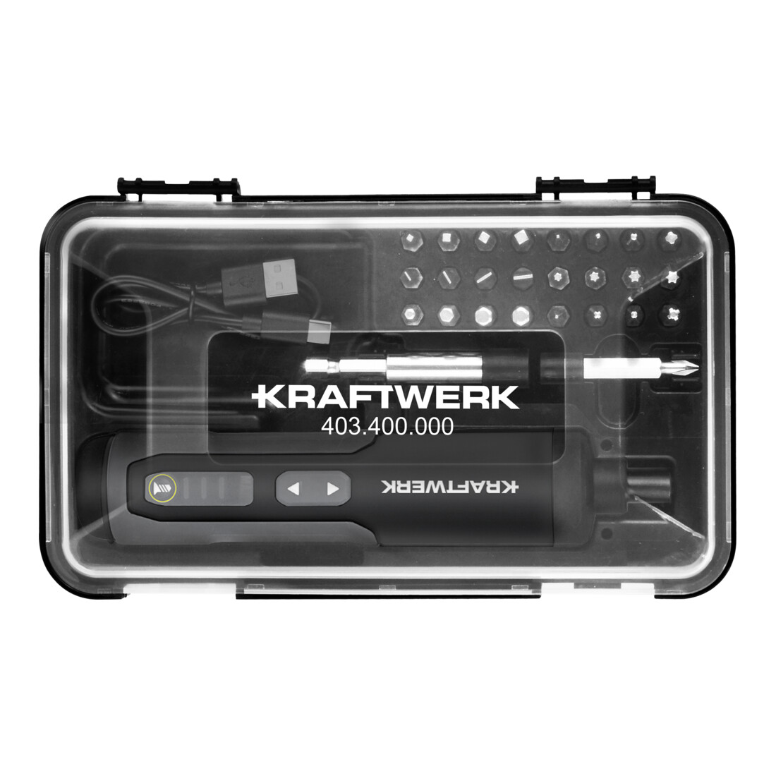 Kraftwerk Akku-Bit-Stabschrauber Satz 3.6V mit USB-C,1/4", 28-tlg.
