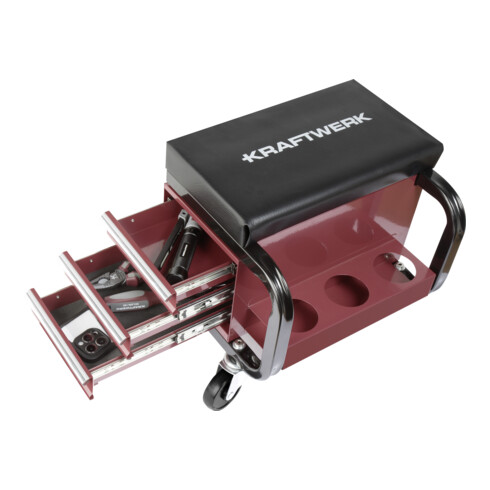 Kraftwerk Atelier - Siège roulant avec 3 tiroirs & rangement pour sprays