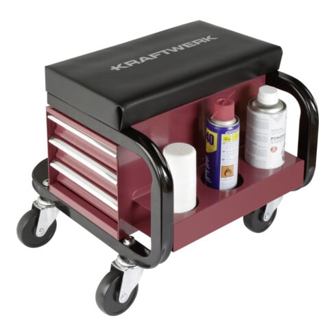 Kraftwerk Atelier - Siège roulant avec 3 tiroirs & rangement pour sprays