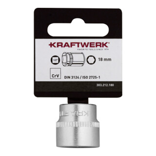 Kraftwerk BASIC LINE 1/2" Steckschlüsseleinsatz 18 mm mit Hänger