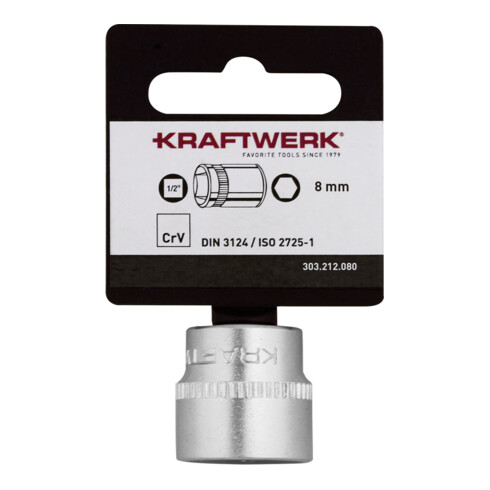 Kraftwerk BASIC LINE 1/2" Steckschlüsseleinsatz 8 mm mit Hänger