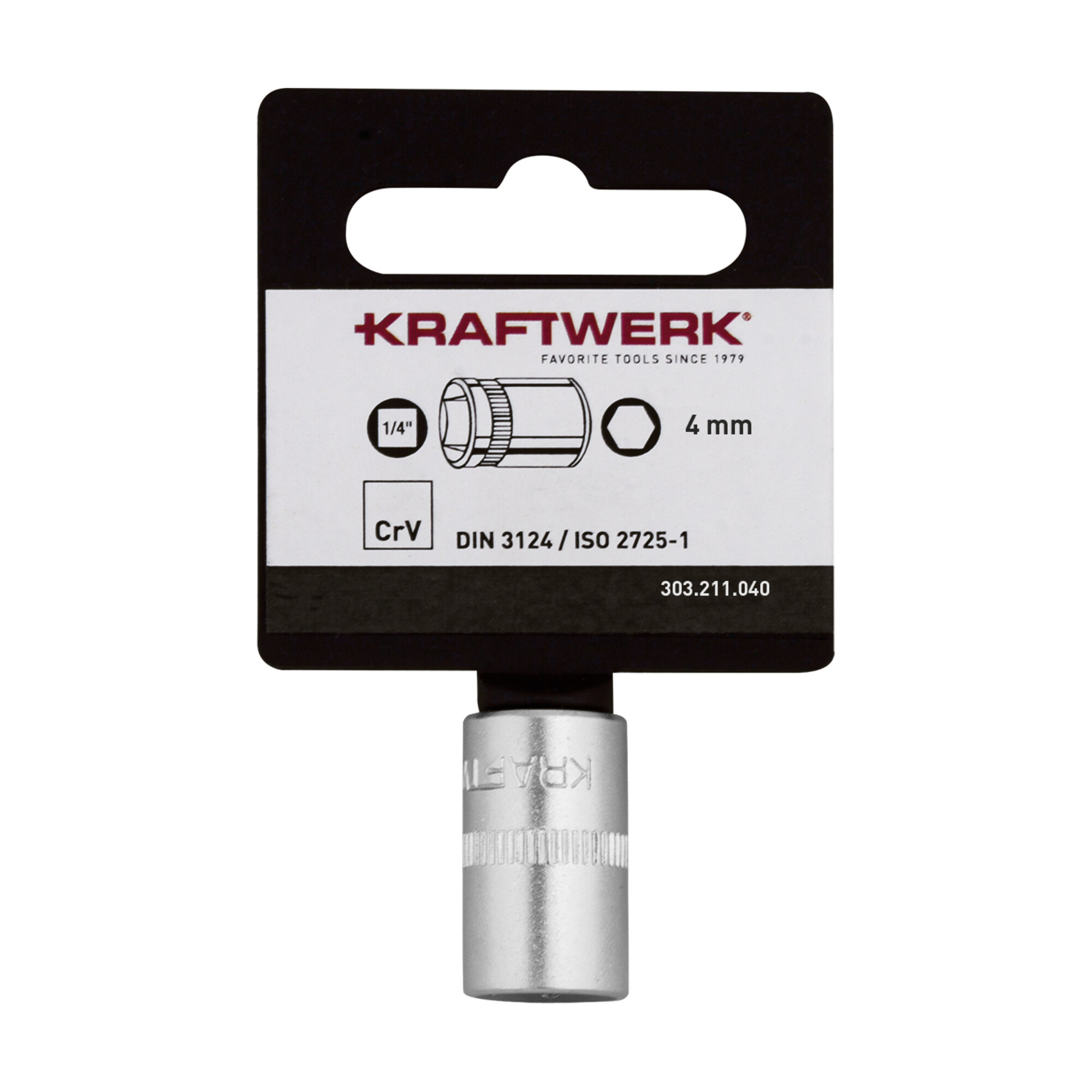 Kraftwerk BASIC LINE 1/4" Steckschlüsseleinsatz 4 mm mit Hänger