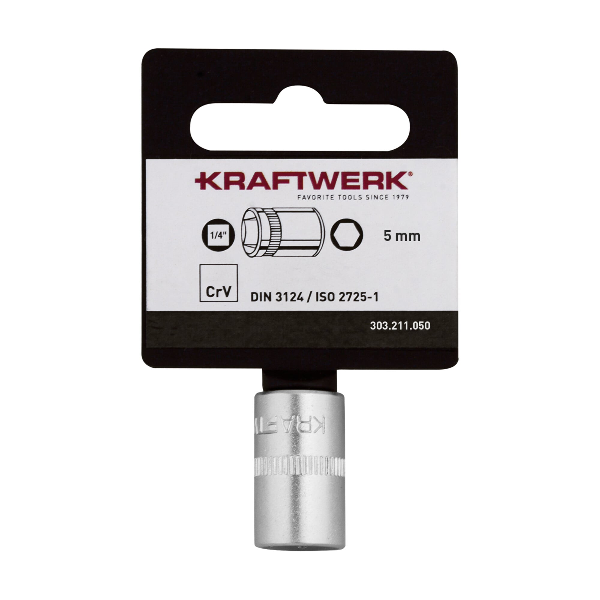 Kraftwerk BASIC LINE 1/4" Steckschlüsseleinsatz 5 mm mit Hänger