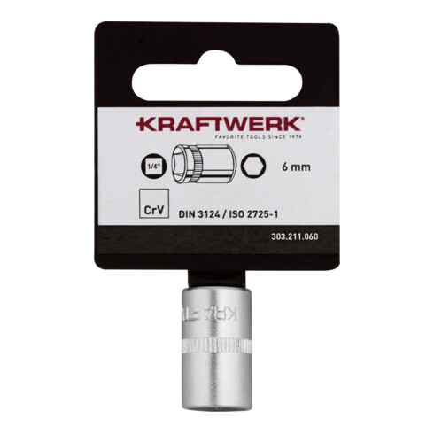 Kraftwerk BASIC LINE 1/4" Steckschlüsseleinsatz 6 mm mit Hänger