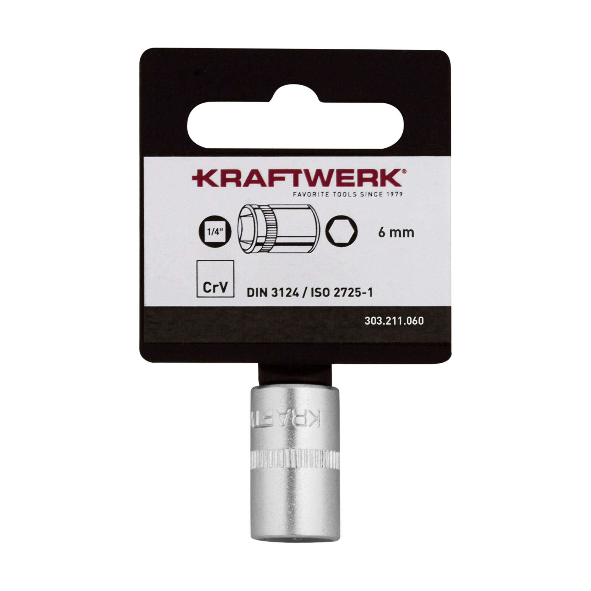 Kraftwerk BASIC LINE 1/4" Steckschlüsseleinsatz 6 mm mit Hänger