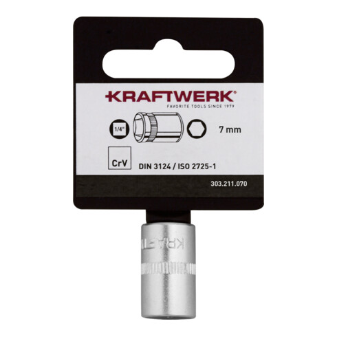 Kraftwerk BASIC LINE 1/4" Steckschlüsseleinsatz 7 mm mit Hänger