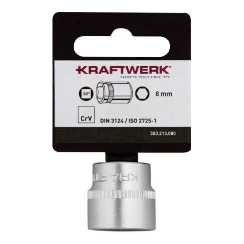 Kraftwerk BASIC LINE 3/8" douille à cliquet 8 mm avec accroche